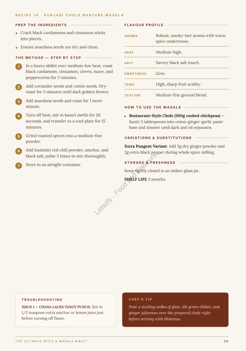 Recipe 14 — Chole Bhature Masala method and tips